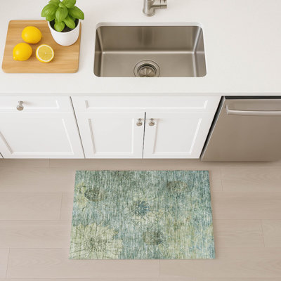 Tapis floral intérieur / extérieur lavable à la machine Leavittsburg ACN2235