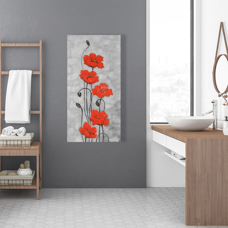 Grandes fleurs rouges - Toile de chambre à coucher florale pour la décoration intérieure