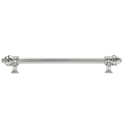 Caché with 5/8 reeded center long pull with 16 rivoli Swarovski Clear Crystals