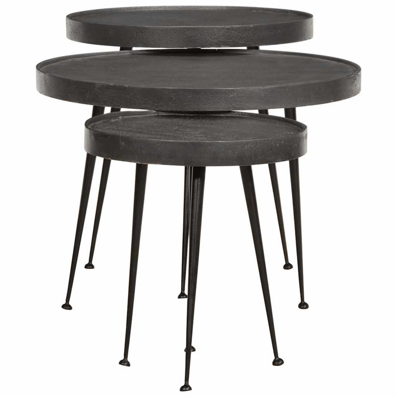 Coffee Table 3 Pcs Engineered Wood, Black
