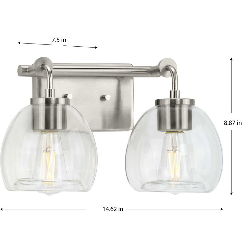 Éclairage pour salle de bain à 2 lumières en nickel brossé à intensité variable Jemaine