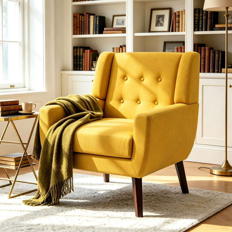 Fauteuil Jaqueze, Mélange de lin jaune performance