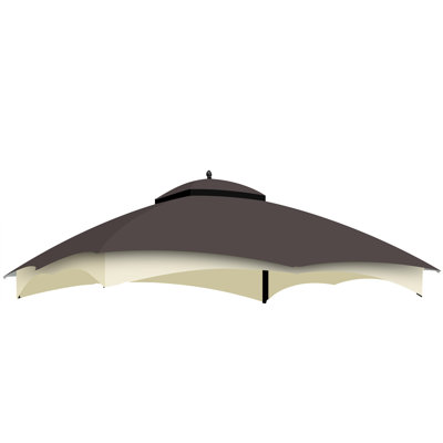 Toile de rechange pour gazebo 10x12, brun, en tissu imperméable et résistant à la décoloration, avec aération et trou de drainage.