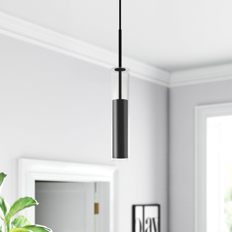 Luminaire suspendu cylindrique à DEL Luna, Noir