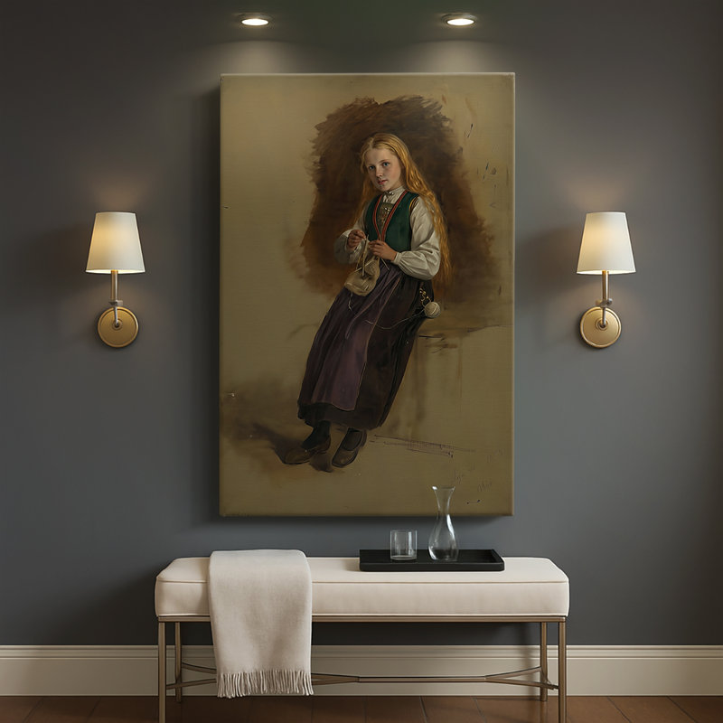 Portrait de Syneve Larsdatter de Vikor - toile tendue par Adolph Tidommand, 32 x 48