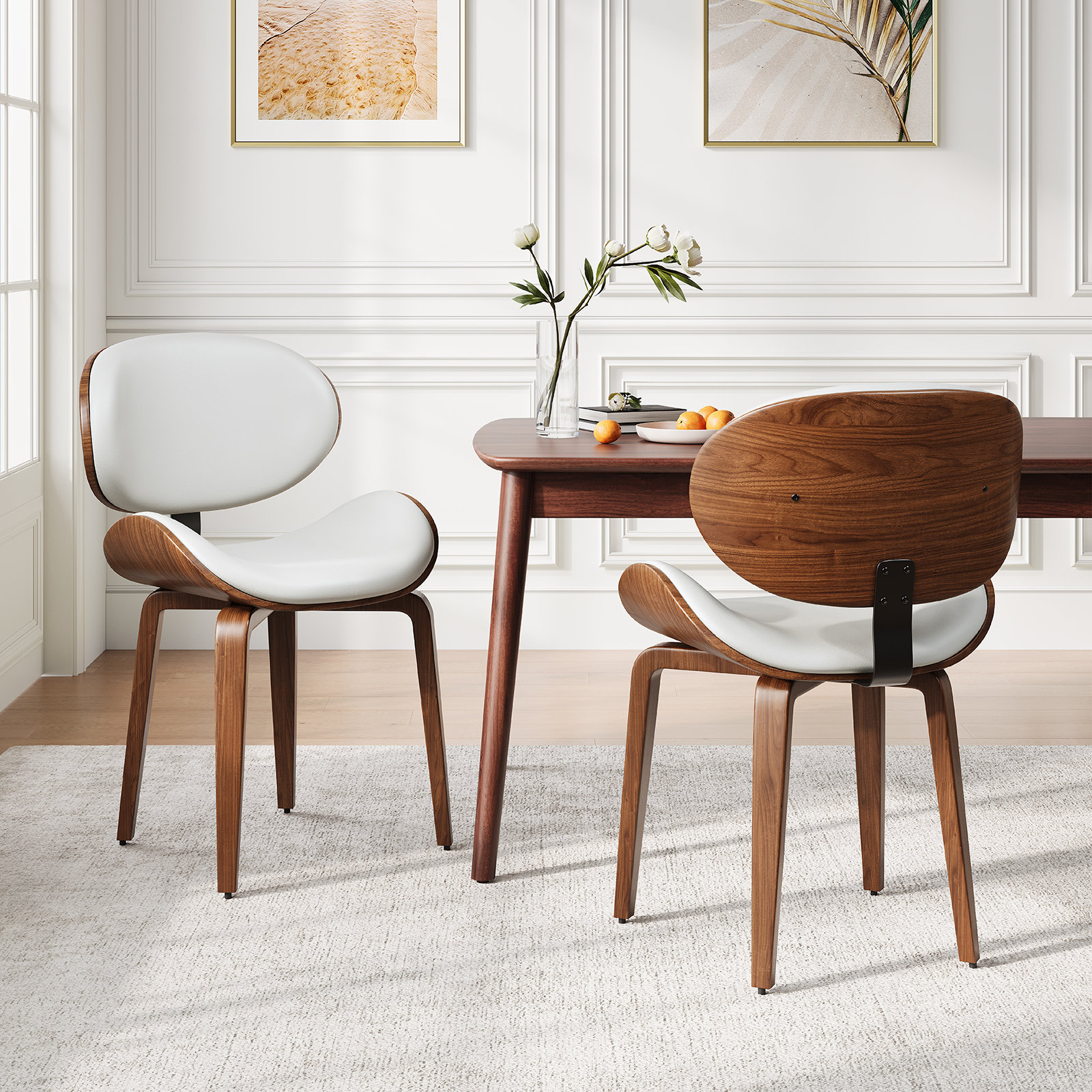 George Oliver Faux Leather Dining Chairs , Mid Century Modern Chair