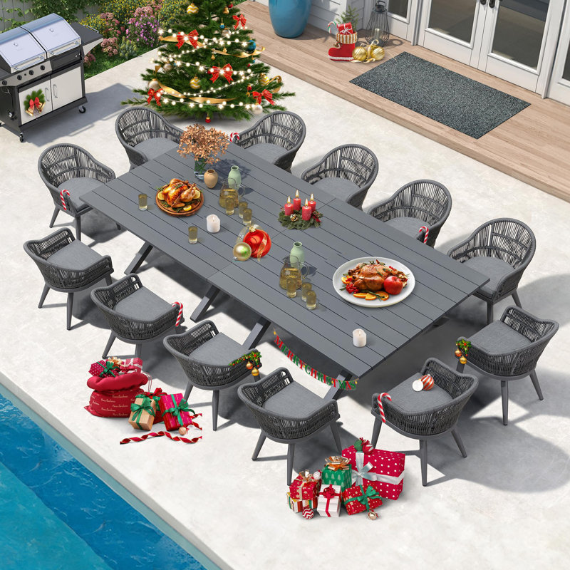 Ensemble repas d'extérieur rectangulaire pour 12 personnes avec coussins Corrigan Studio®