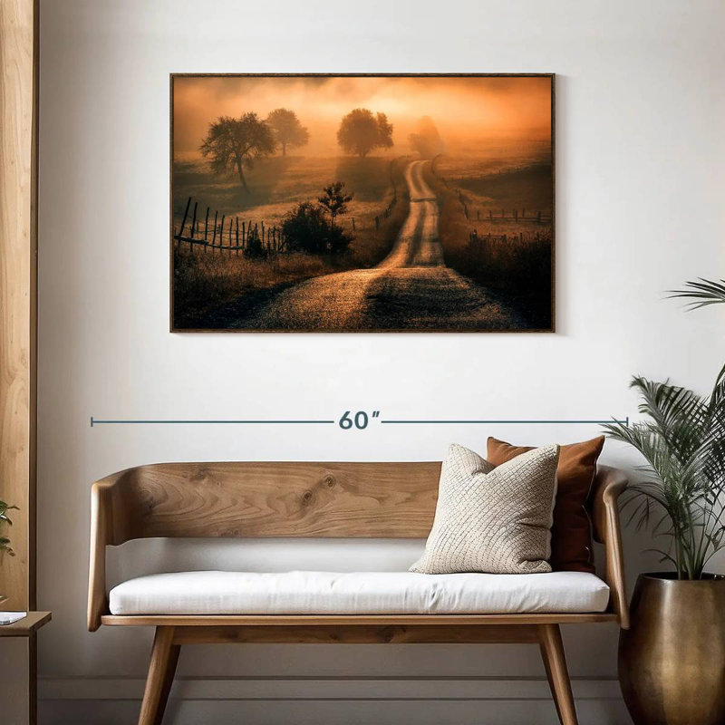 Champ de brouillard, Cadre flottant noyer, 43 po x 29 po