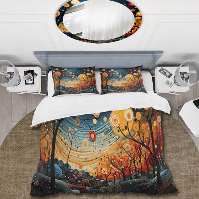 Ensemble de housse de couette orange Mid Century Natures Harmony I - Abstract Midcentury