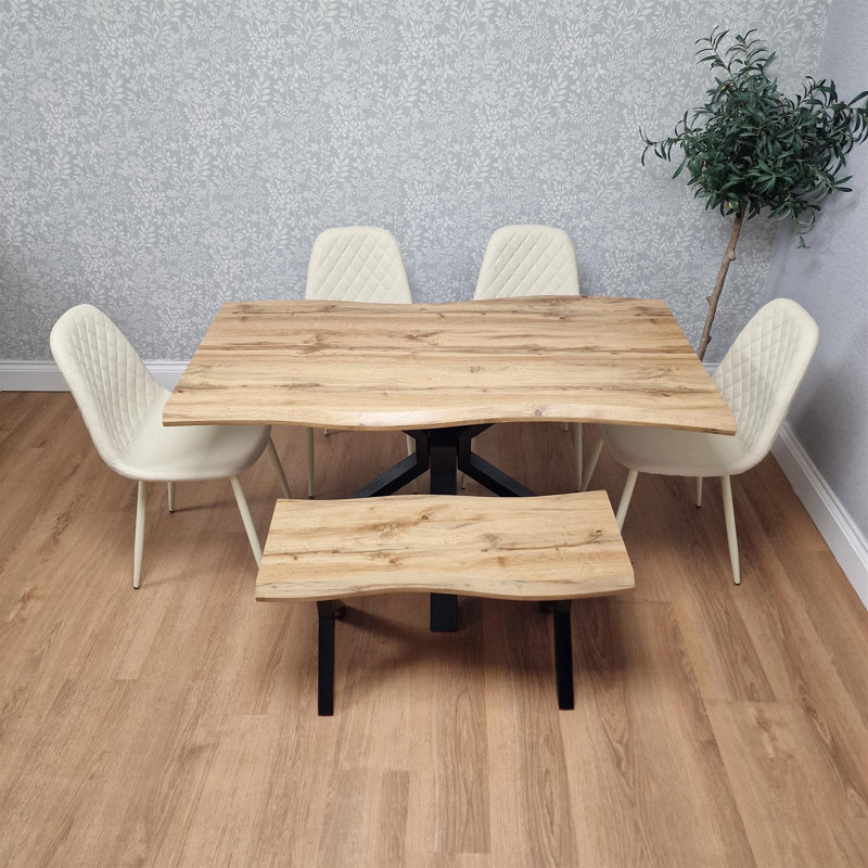 Dining Set, 75cm H x 140cm W x 80cm D, Cream