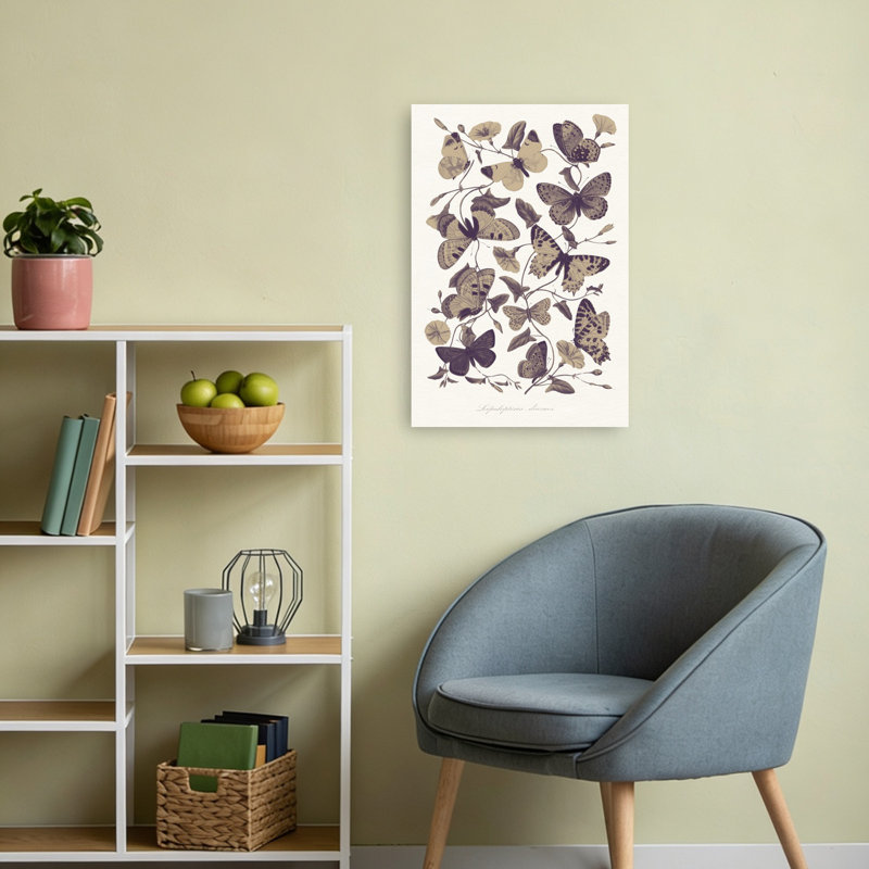 Papillon rétro botanique classique délicat papillon papillon, 24" H x 16" W