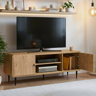  Mid-Century Modern TV Stand for TV’s Up to 60”, Oak