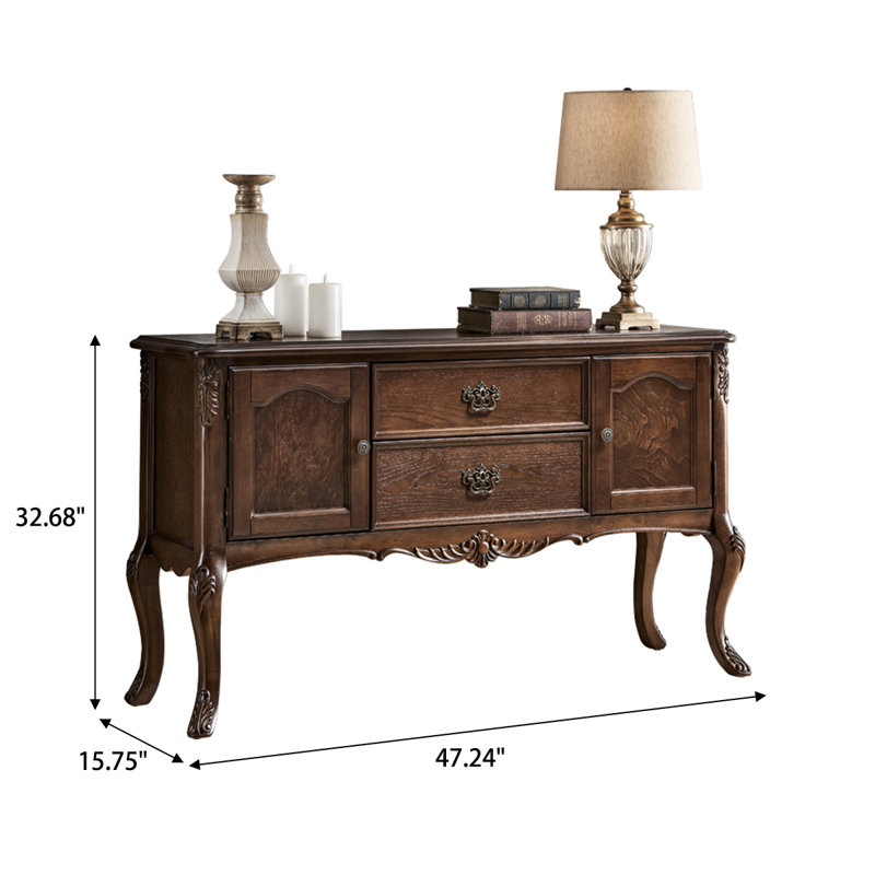 Retro Solid Wood Rectangular Entryway Cabinet, 32.68" H x 47.24" W x 15.75" D