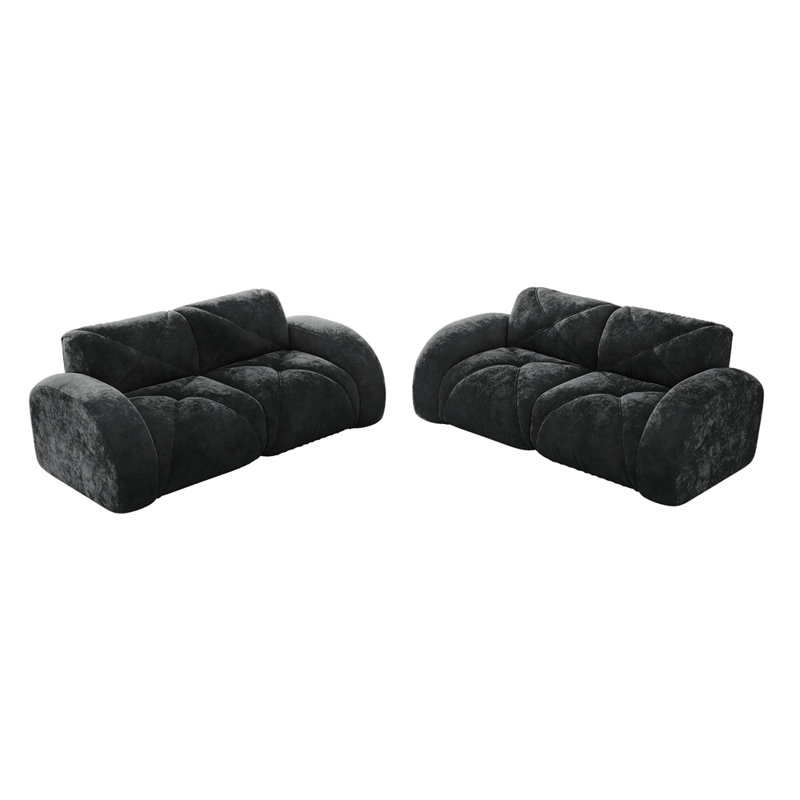Ensemble de canapé 2 pièces Canapé confortable, ensemble de canapé 2 + 2 places, canapé à assise profonde, tissu de velours doux, fond en éponge haute densité 32D, aucun assemblage requis, ensemble de canapé moderne pour le salon