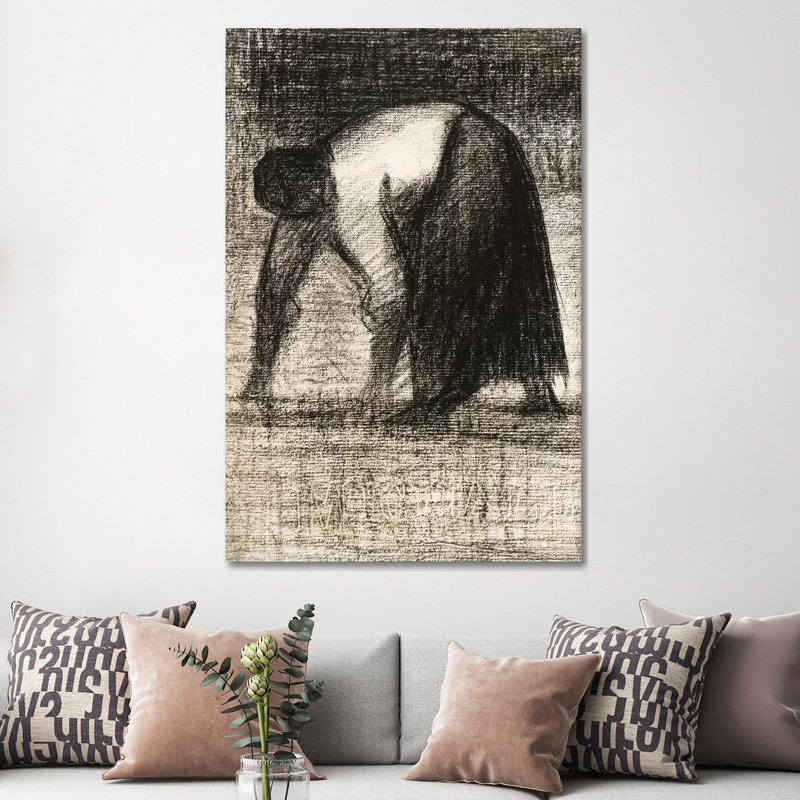 Paysanne Les Mains Au Sol 1882 by Georges Seurat - Wrapped Canvas Print, 152.5 cm H x 101.5 cm W
