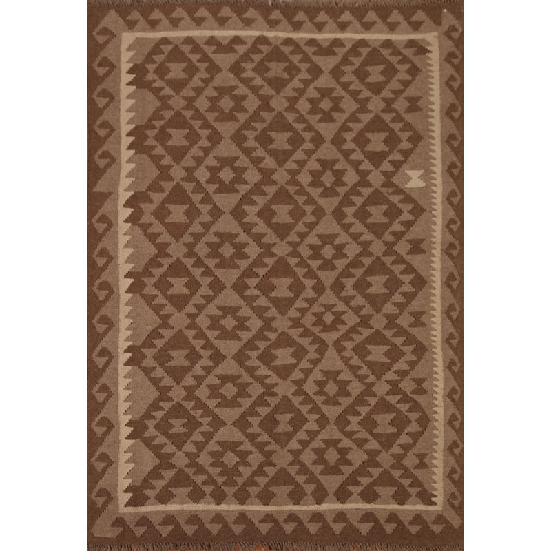 Tapis géométrique en laine Kilim 5 x 6