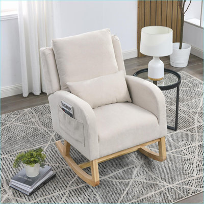 Fauteuil berçant moderne à haut dossier pour adultes avec siège lombaire et poches latérales Welike