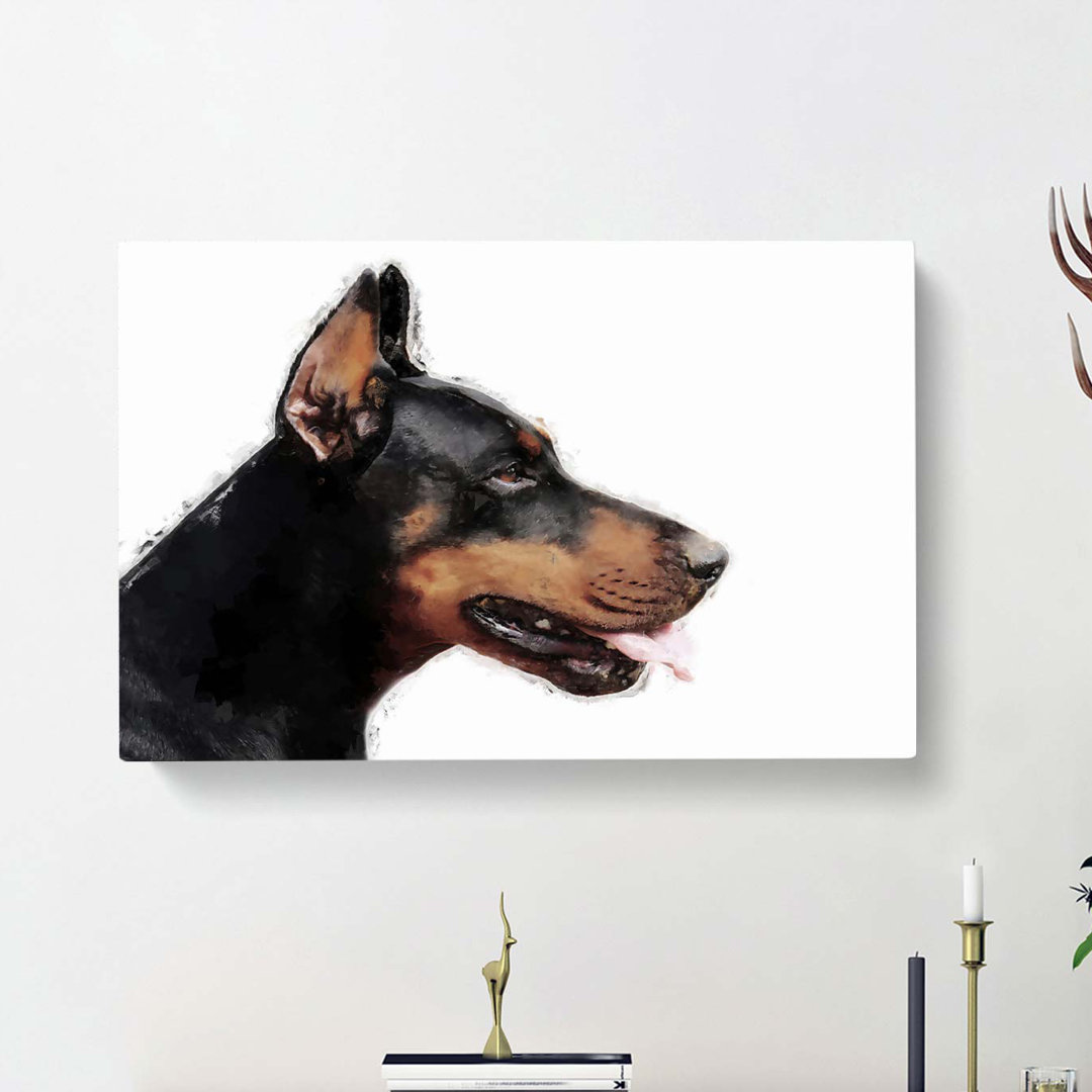 Magnificent Doberman Dog In Abstract - Wrapped Canvas