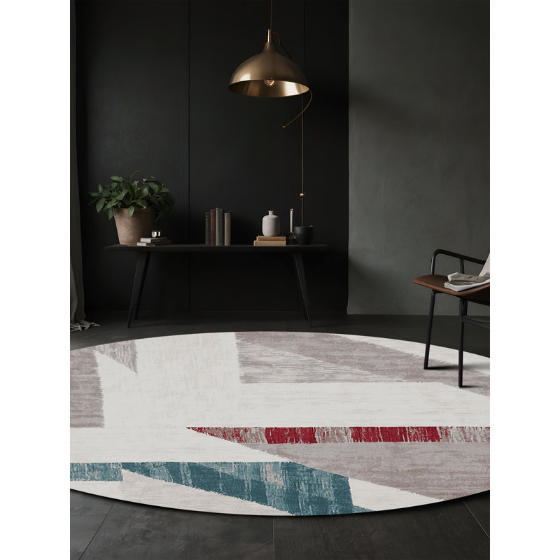 Tapis gris lavable à la machine, Rond 8 pi