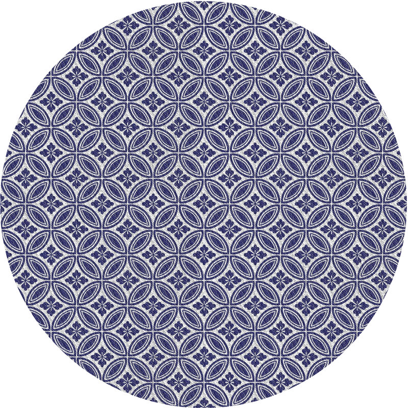 Tapis de surface bleu en acier à motifs, Rond 8 pi
