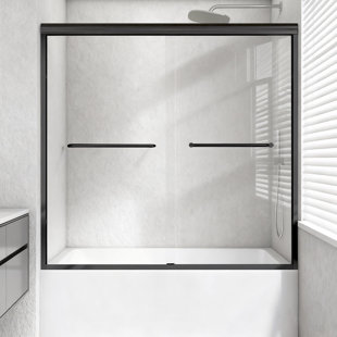 56-60 In. W X 60 In. H Framed Double Sliding Shower Door With 1/4 In. Thick Clear Tempered Glass
