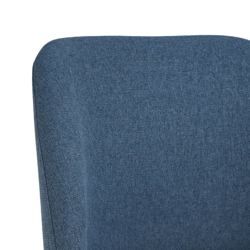 Chaise de salle à manger rembourrée en polyester 19,5 po Bason avec pieds en bois massif noir (ensemble de 6), Bleu, 6