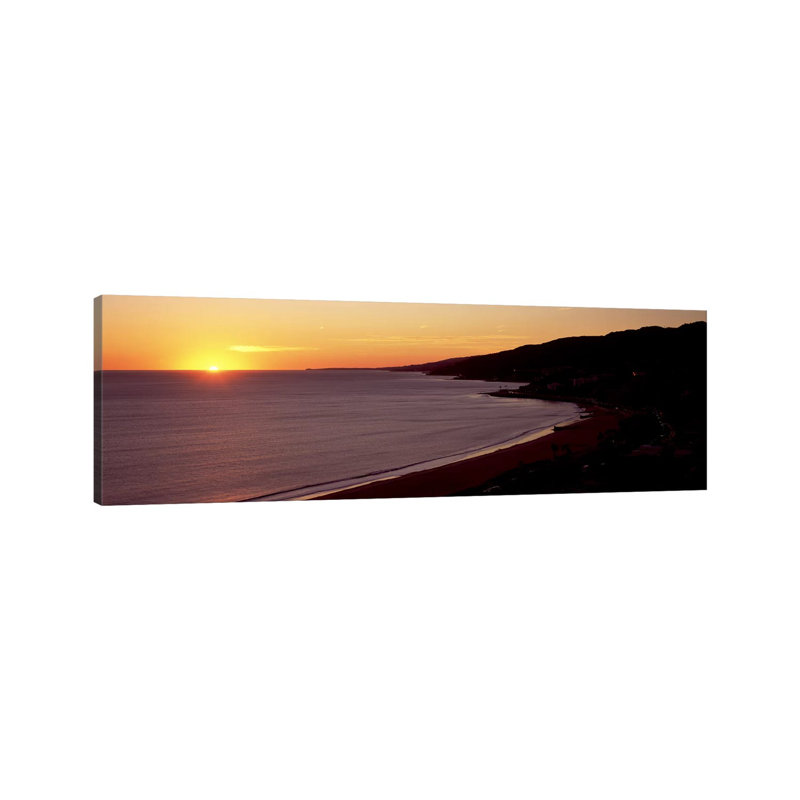 Beach at Sunset, Malibu Beach, Malibu, Los Angeles County, California, USA 1 Piece Wrapped Canvas Panoramic Wall Art