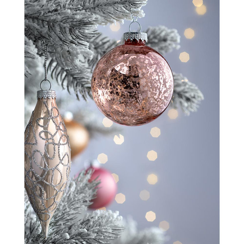 62.3cm Assorted Glass Bauble, Pink/Gold/Rose Gold