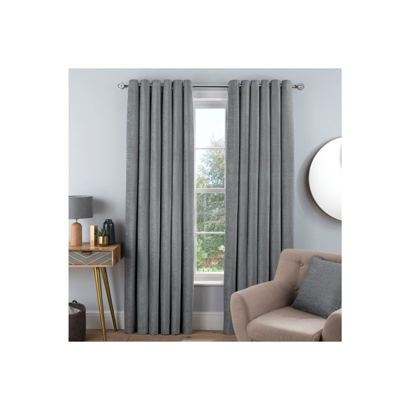 Avonell Room Darkening Curtain Panel Pair, Silver, 137 cm H x 117 cm W