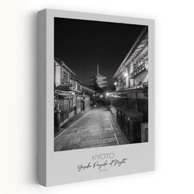Yasaka Pagoda Night Contemporary Wall Art Print 1 Piece Wrapped Canvas Wall Art
