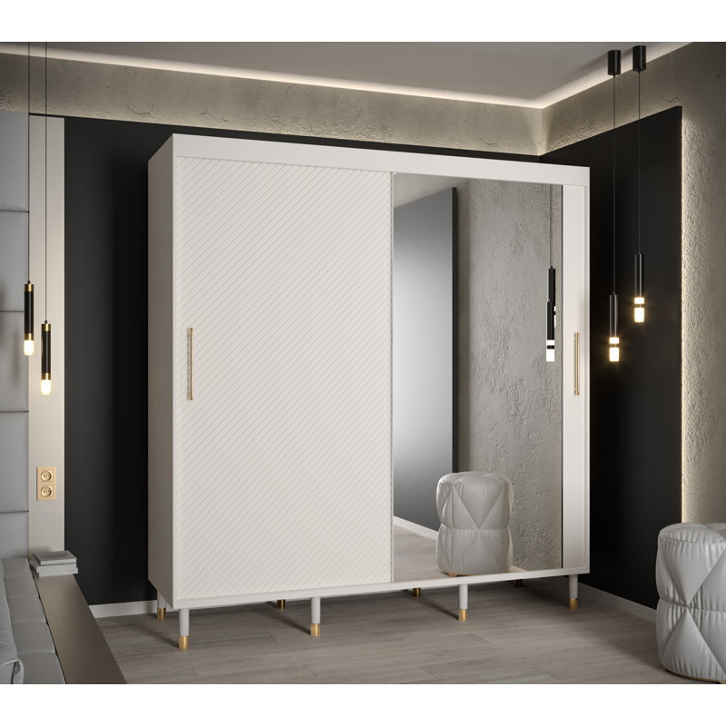 Larresha 2 Door Manufactured Wood Wardrobe, White, 208" H x 200" W x 62" D
