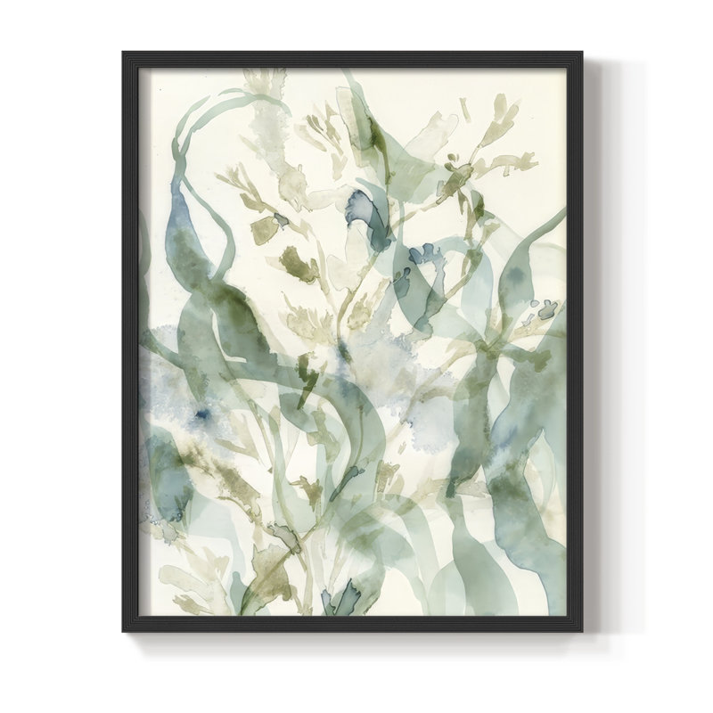 Underwater Botany II, reproduction encadrée - bois massif, H 11 po x l 9 po, Noir, noir, noir, noir