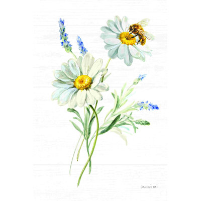 Bees and Blooms Flowers II - par Danhui Nai, peinture sur toile tendue