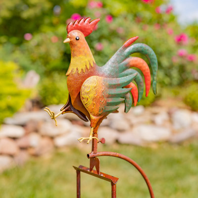 55.5" Tall Metal Rooster Rocking Stake "Benedict"
