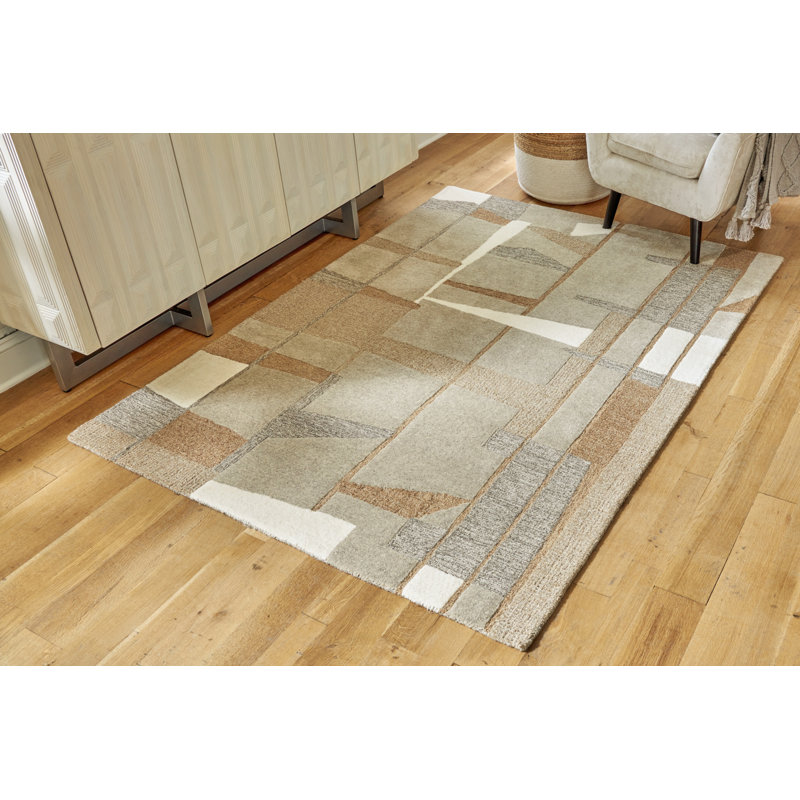Caylah Hand Tufted Geometric Indoor Rug, Rectangle 5' x 7'