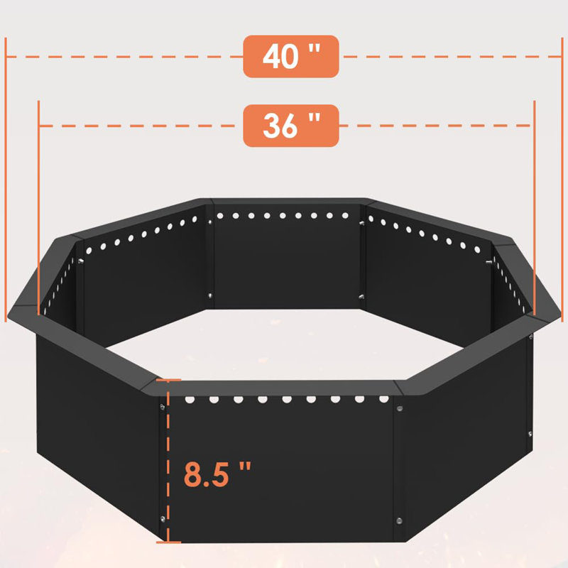 Smokeless Fire Pit Ring 40-Inch Outer 36-Inch Inner Diameter, 8.5" H x 40" W x 40" D