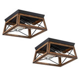 2-Light Flush Mount with Barnwood Accents
