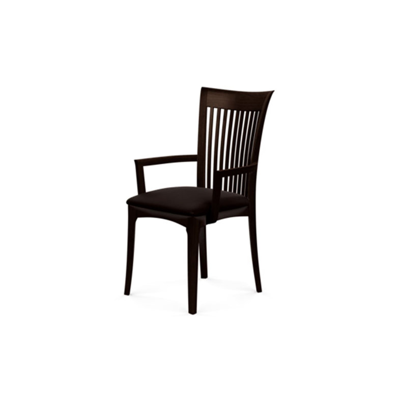 Sarah 19.25'' H Upholstered Armchair, Smoke Cherry, Ebony Leather