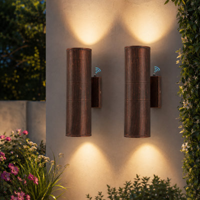 2-Pack 12"H LED Dusk to Dawn Sensor Outdoor Wall Light, IP65 Waterproof Wall Sconce with Aluminum