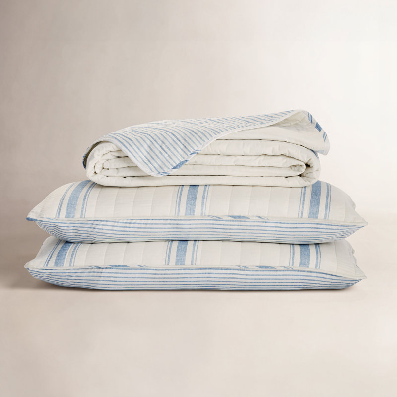 Ensemble de courtepointe 100% coton Fonti, Bleu