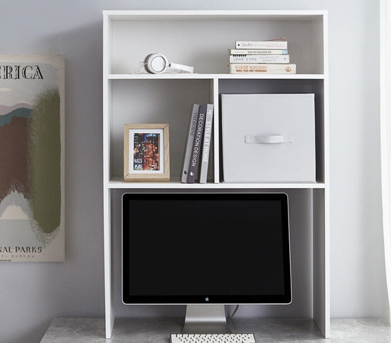 Yak About It - Bibliothèque de bureau cubique à profondeur supplémentaire - Blanc