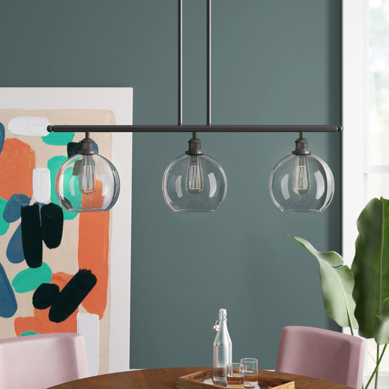 Baptista 3 - Light Kitchen Island Pendant, Matte Black, Clear, No Bulb Included