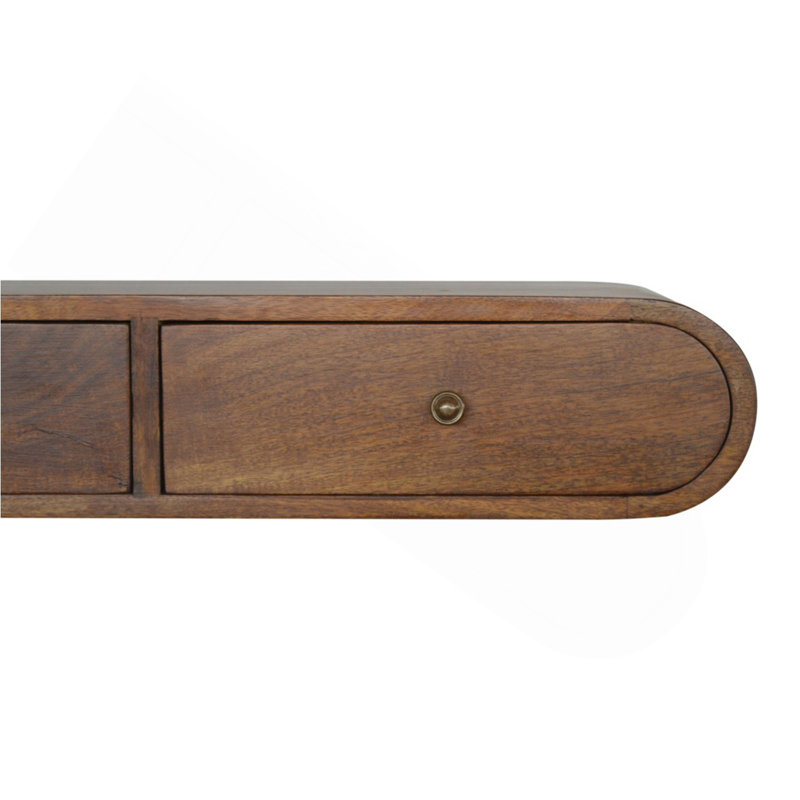 Floating Chestnut London Console, 2-Drawers, Shiny Knobs