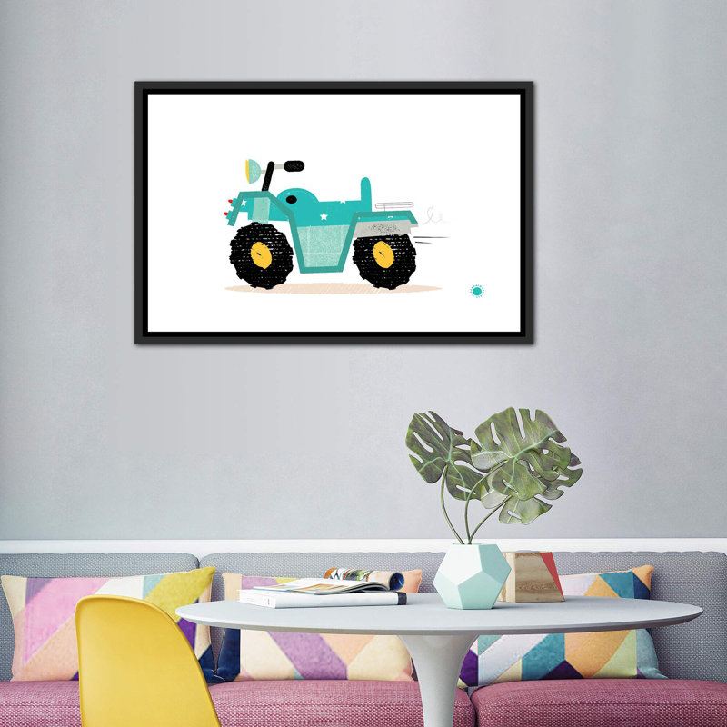 Quad, impression d'art graphique, H 40 po x l 60 po x 1,5 po, Pas de tapis, Toile avec cadre noir