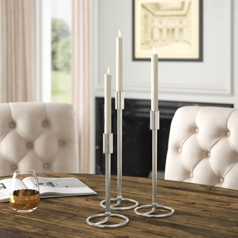 14.25'' H Aluminum Tabletop Candlestick, Silver