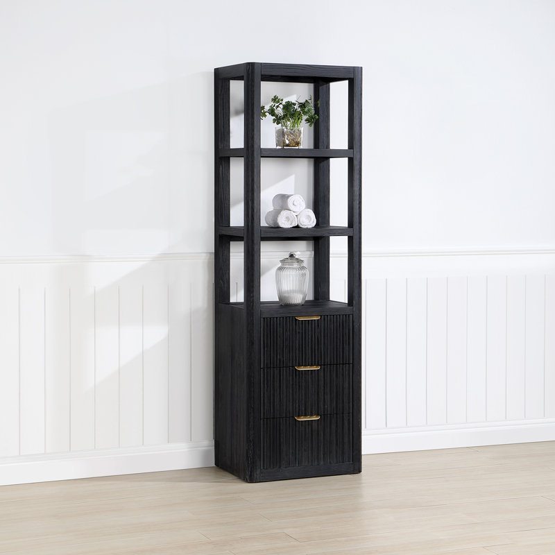 Armoire à linge sur pied Adela, Noir