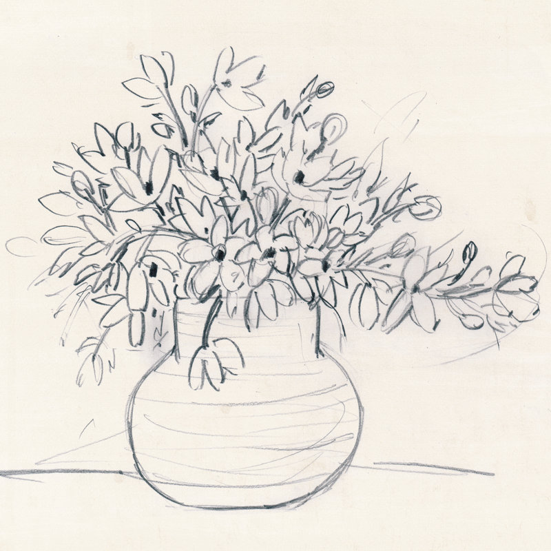 Simple Vase Sketch - Wrapped Canvas Art Prints, 30cm H x 30cm W