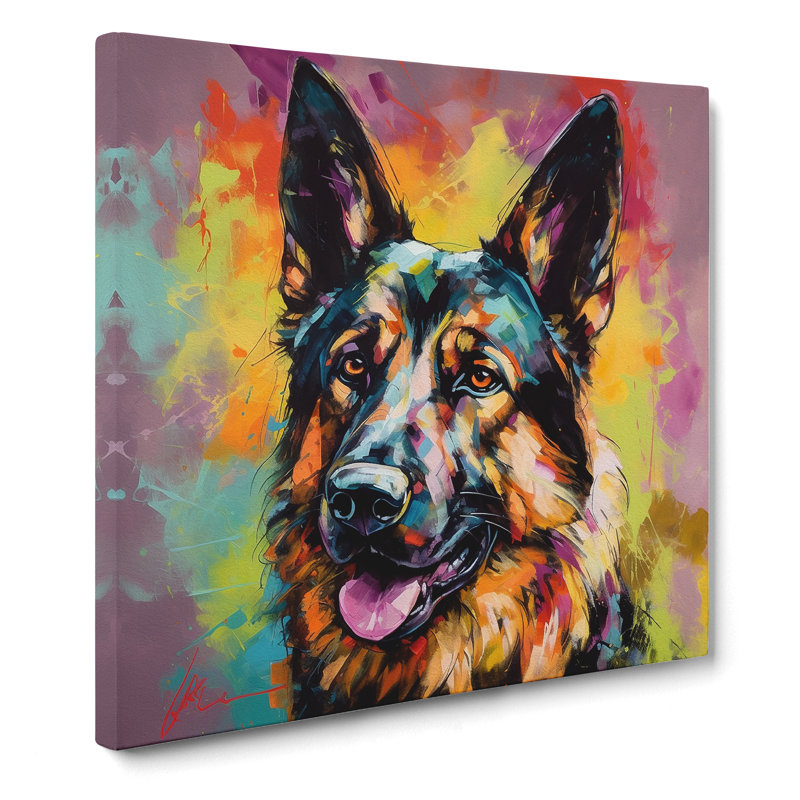 German Shepherd Expressionism No.1 - Wrapped Canvas, 50cm H x 50cm W x 3cm D
