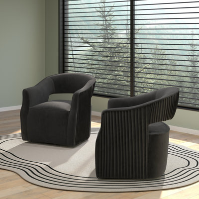 Fumiyo Velvet Swivel Barrel Chair