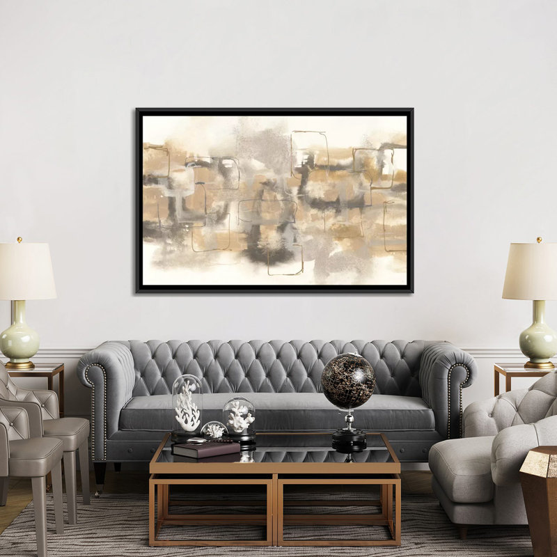 « platinum neutrals ii », reproduction d’art sur toile tendue, H 18 po x l 26 po x P 1,5 po, Toile encadrée noire